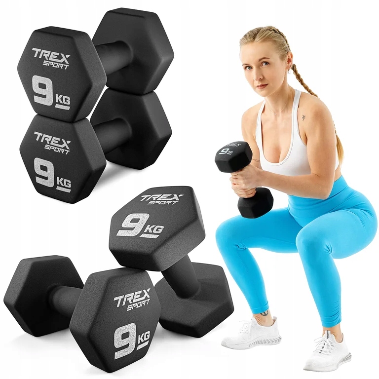 Zestaw 2x9kg hantle hantelki ciężarki neoprenowe do ćwiczeń Trex Sport