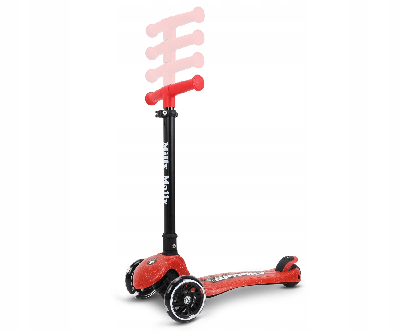 Milly Mally Scooter Sparky Red Koloběžka tříkolová svítící skládací 50 kg