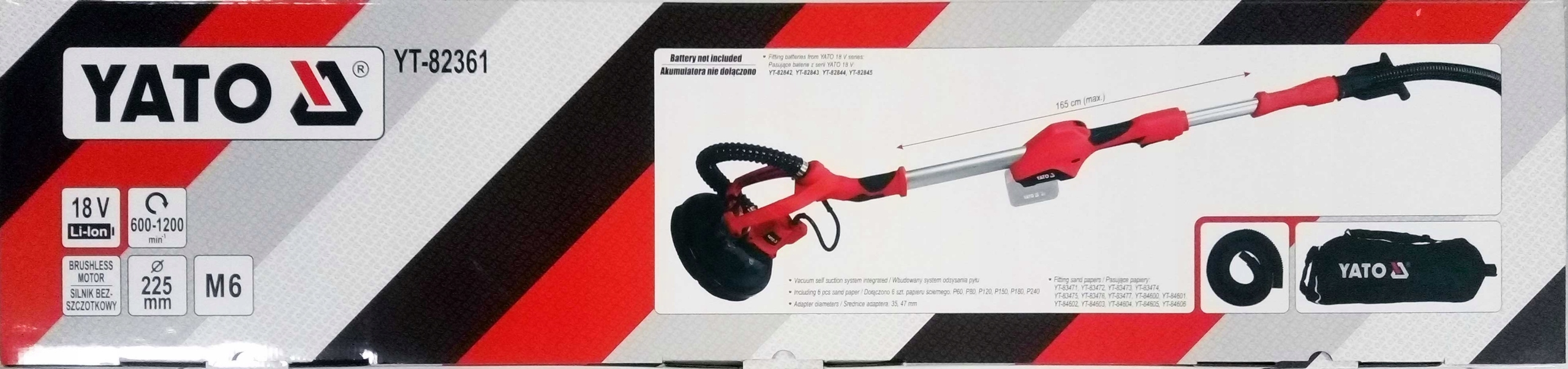 SZLIFIERKA GŁADZI TYNKU ŻYRAFA ODKURZACZ 18V BODY Maksymalna prędkość obrotowa 1200 RPM