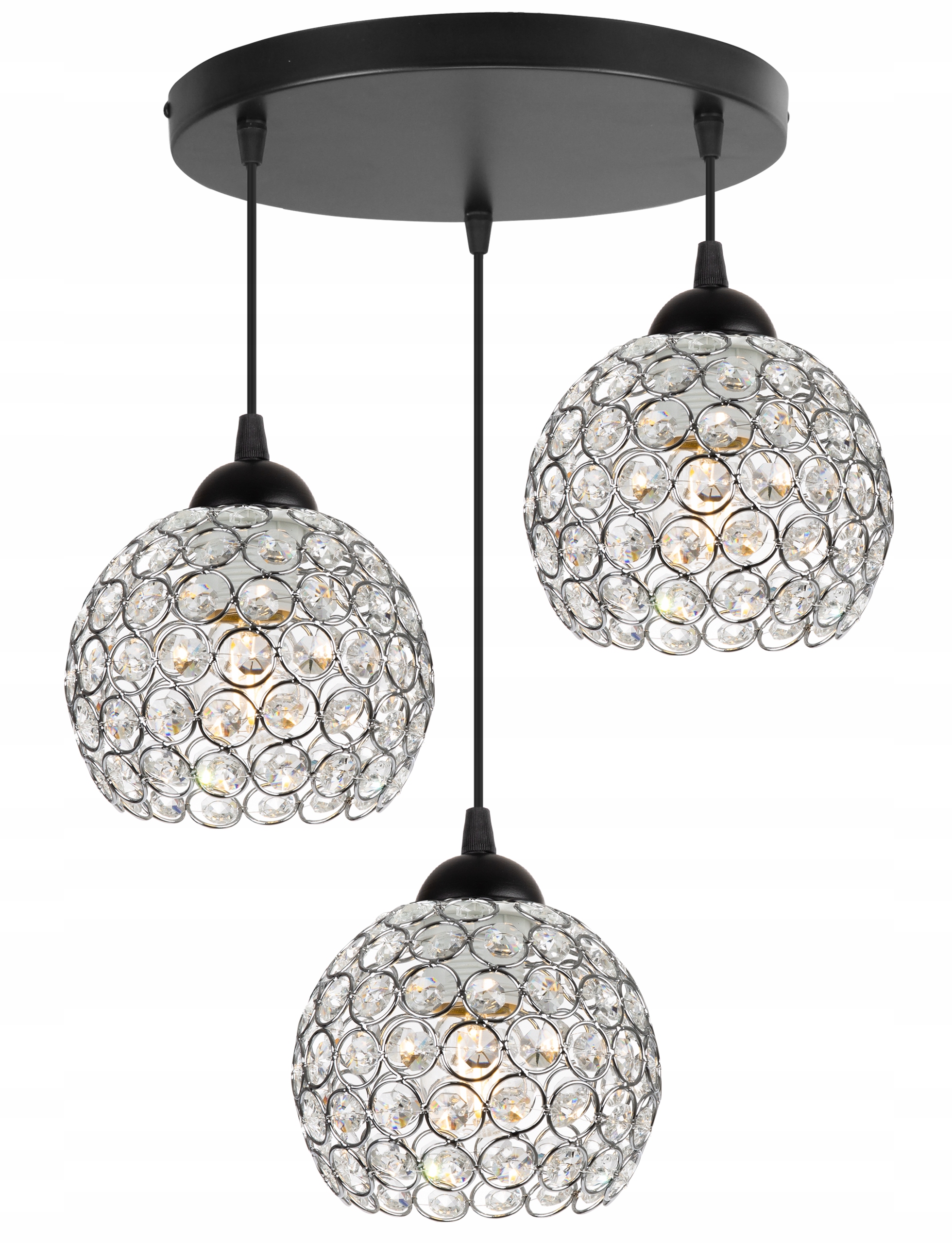 

Lampa Wisząca Chrom Żyrandol Plafon Kryształki Led