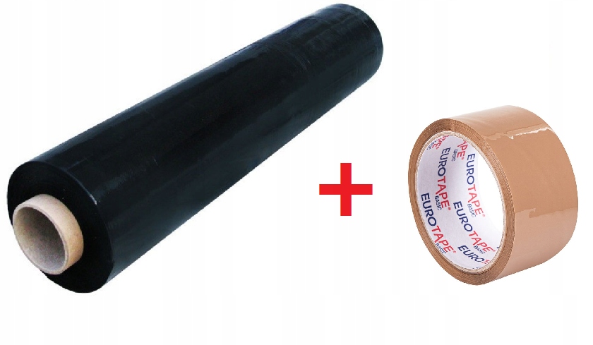 Folia Stretch Czarna do pakowania 150m + GRATIS TAŚMA PAKOWA UNIWERSALNA