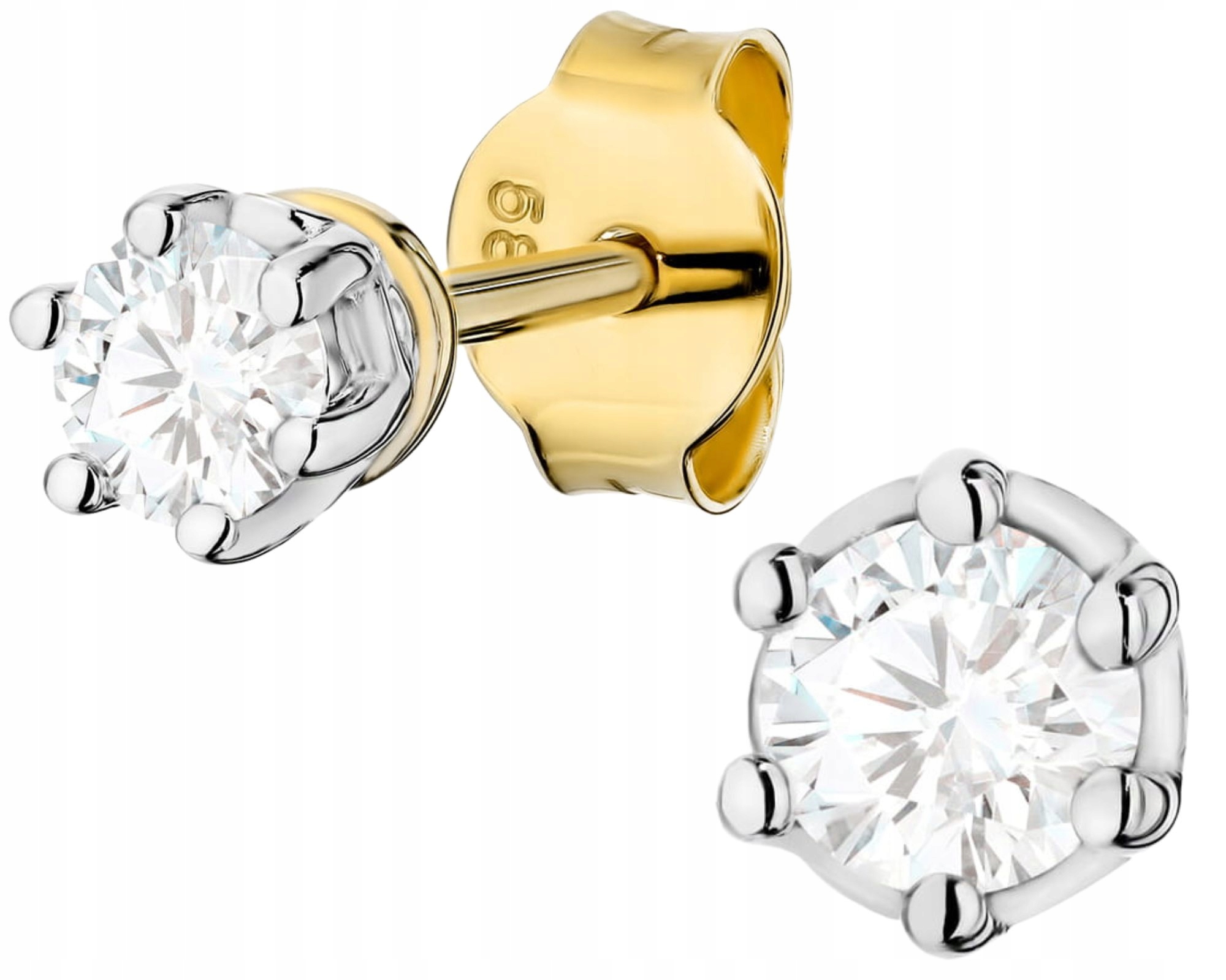 Zlaté Náušnice S Laboratorním Diamantem Na Tyči Zlato 585