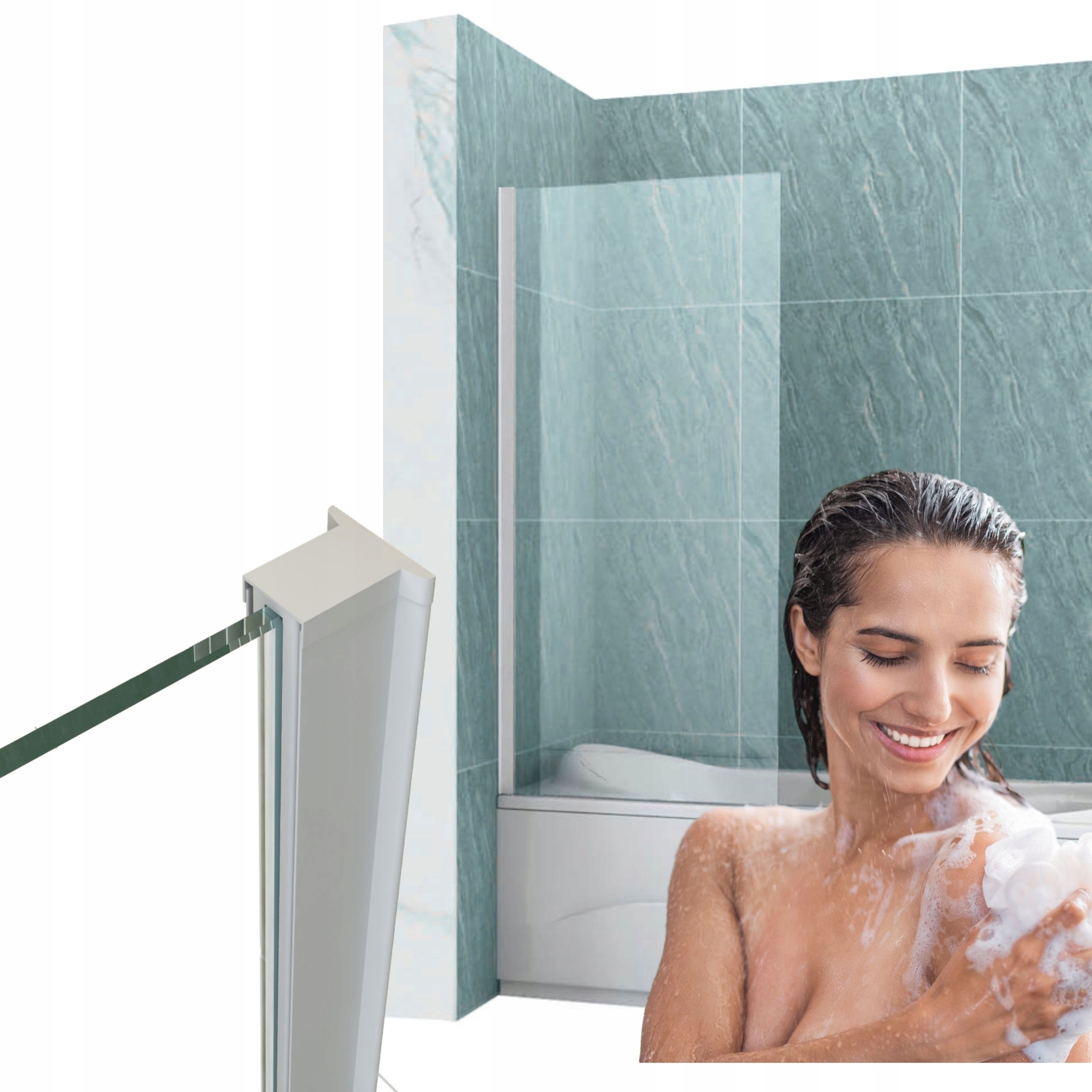 Aston 1-křídlá koupelnová Paraván 80x150 Fix bílá