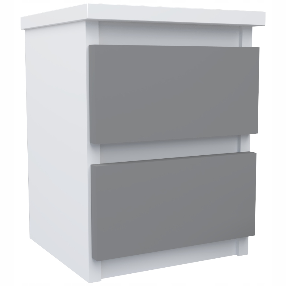 

Szafka nocna 2 szuflady rtv stolik Biały Szary Mat