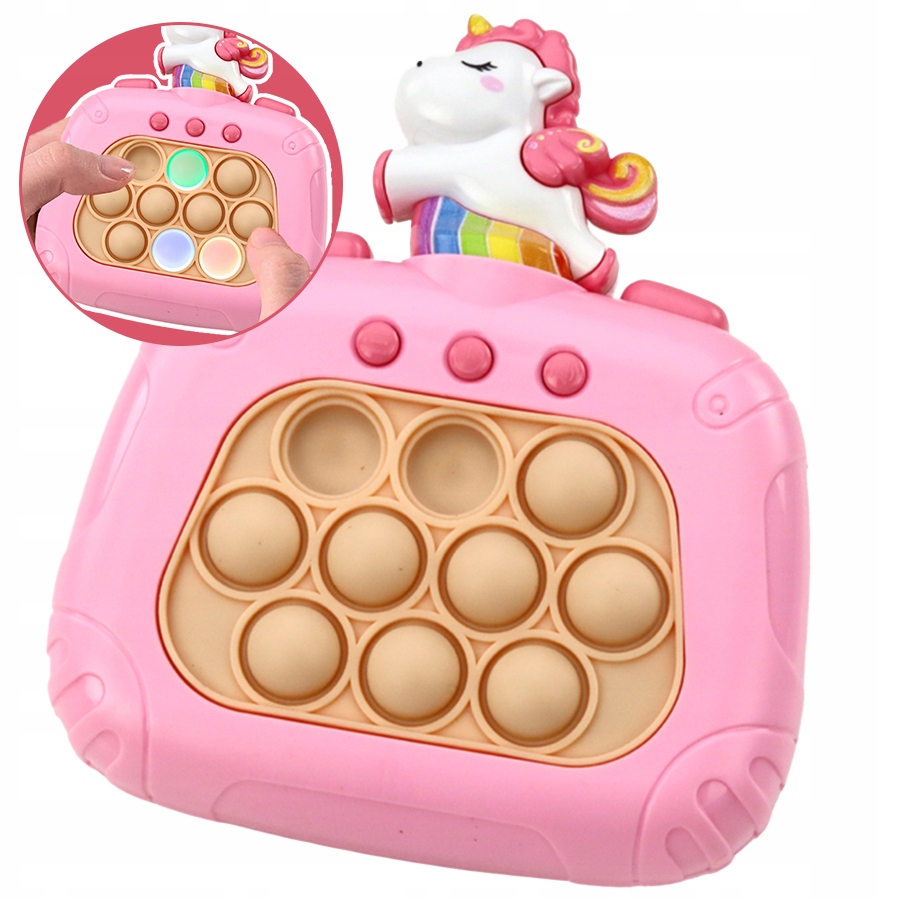 GRA ZRĘCZNOŚCIOWA POP IT UNICORN RÓŻOWA POPIT PUSH ANTYSTRESOWA SENSORYCZNA Wiek dziecka 3 lata +