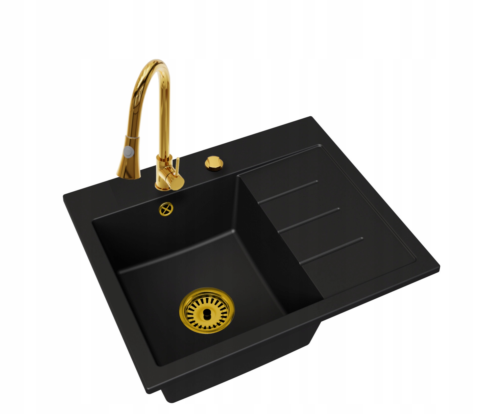 Dřez Exclusive 60 Sifon Zlatý Automatický Baterie Taru Zlatá