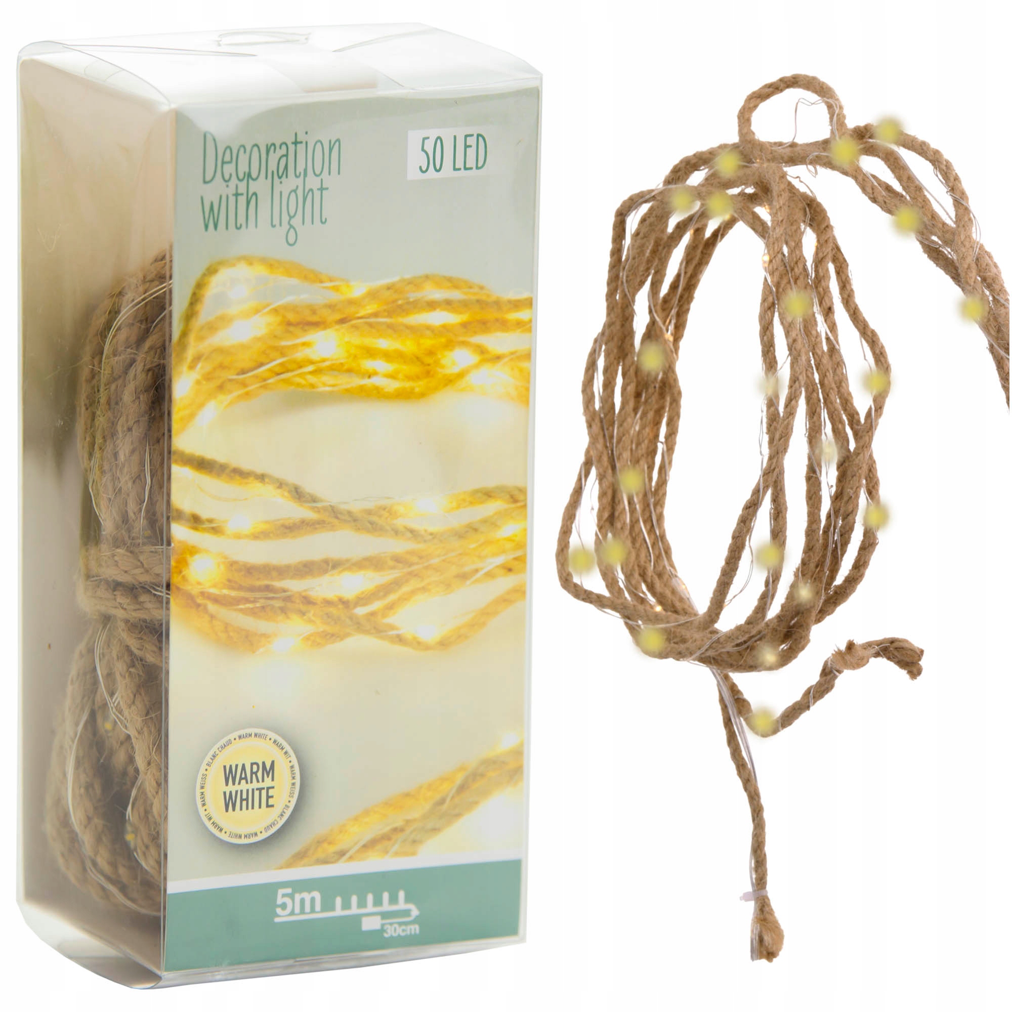 

Lina Led Sznur Jutowy Girlanda Świetlna 5M Baterie