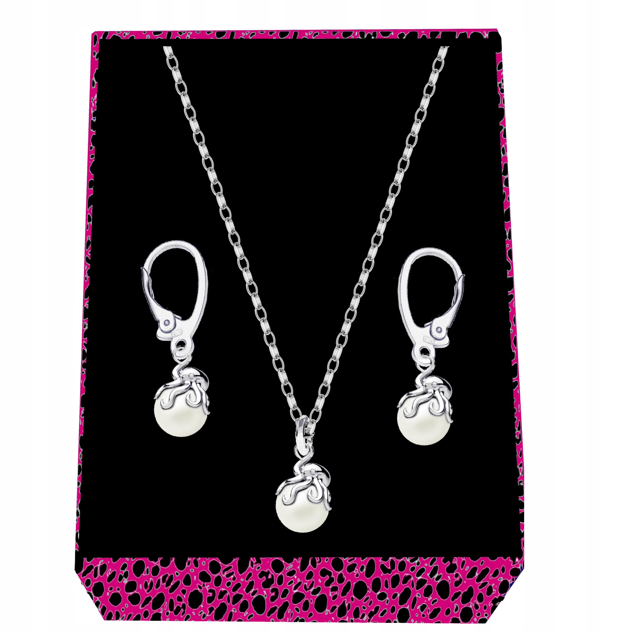 Chobotnice S Perlou Perly Ecru Stříbrný komplet rolo oval stříbro 925