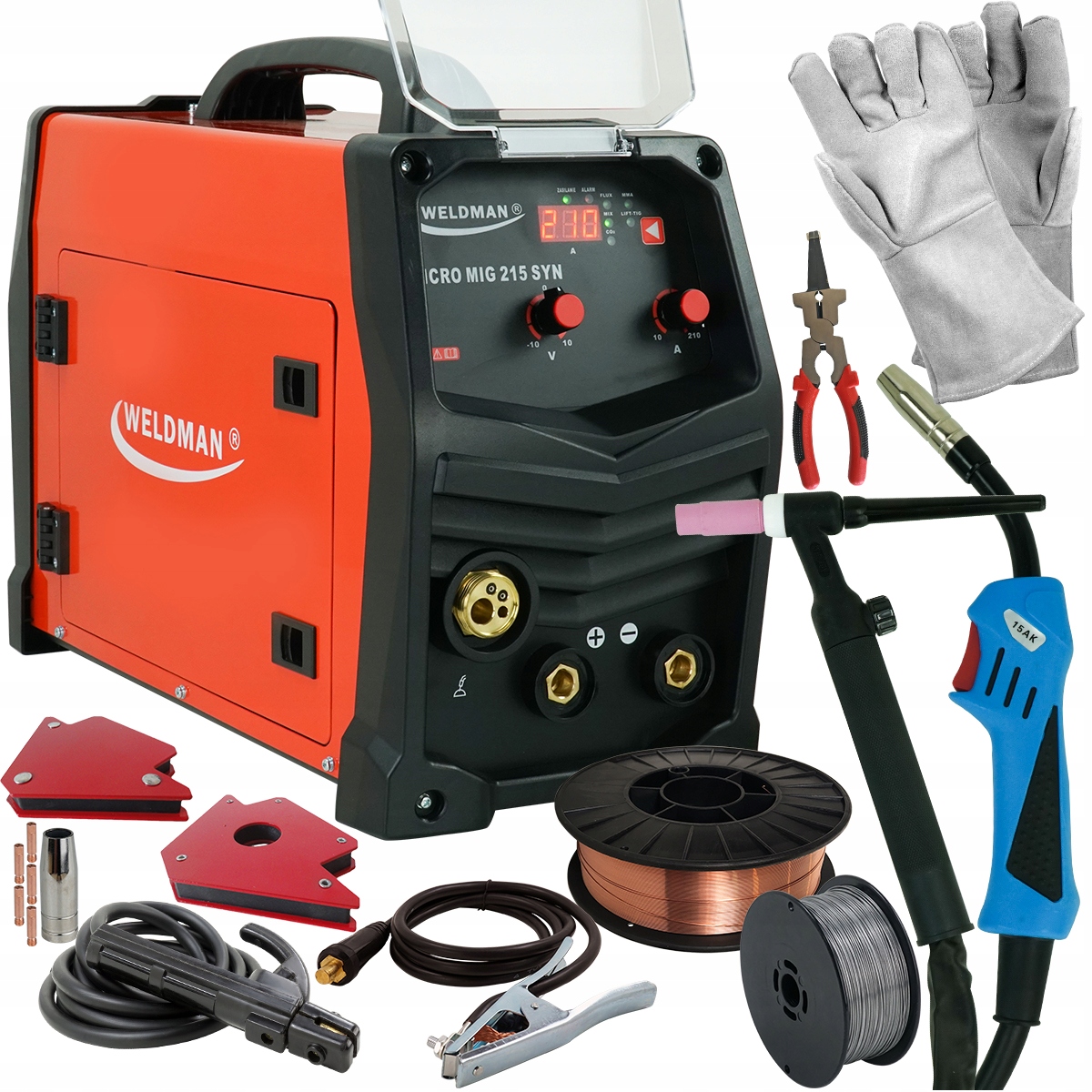 Сварочный аппарат 3в1 MIG MAG MMA TIG MIGOMAT 210 A комплект