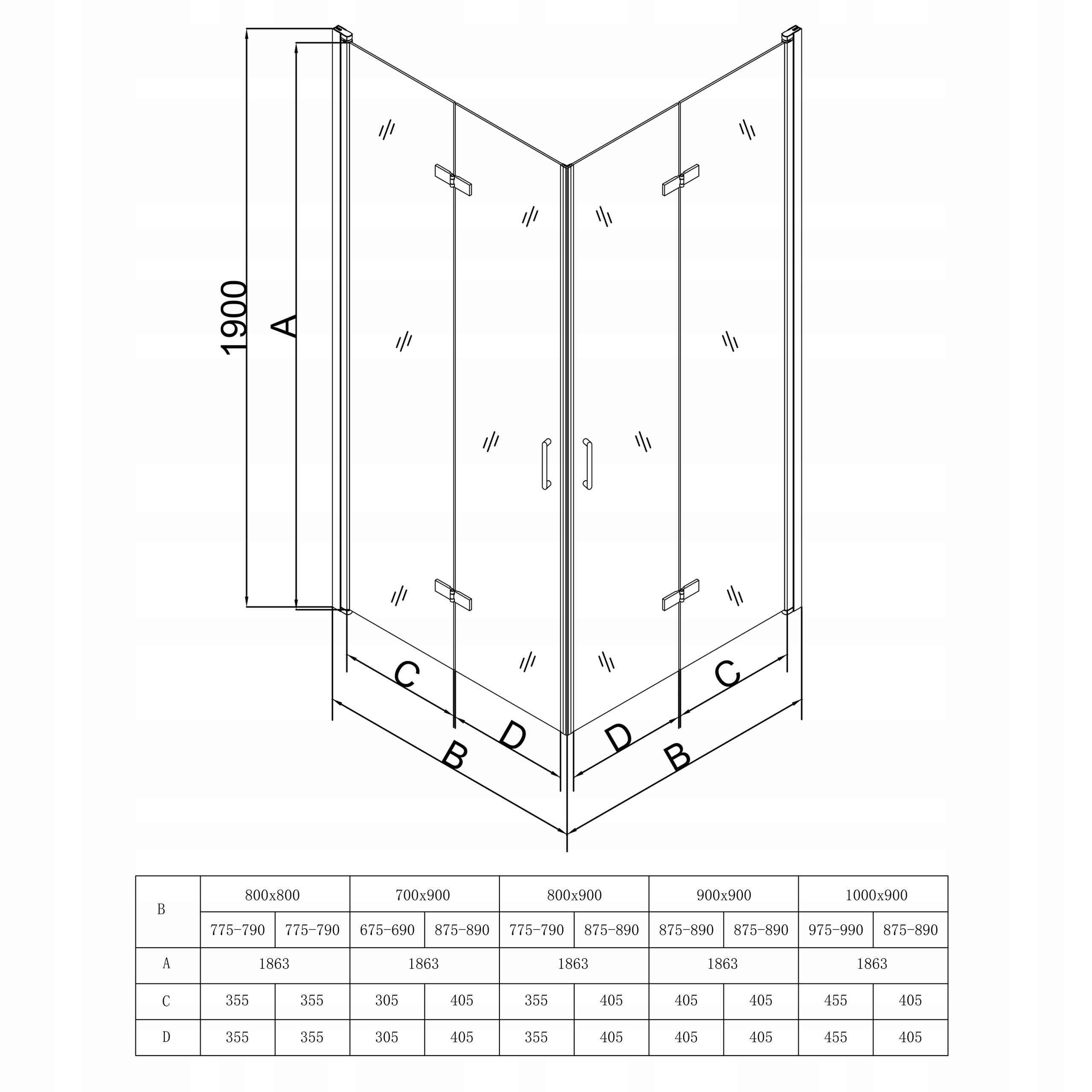 KABINA PRYSZNICOWA 80x90 PRZYŚCIENNA SKŁADANA 6MM Kod producenta KABINA SKŁADANA CHROM SEV-KB-6813B-8090B