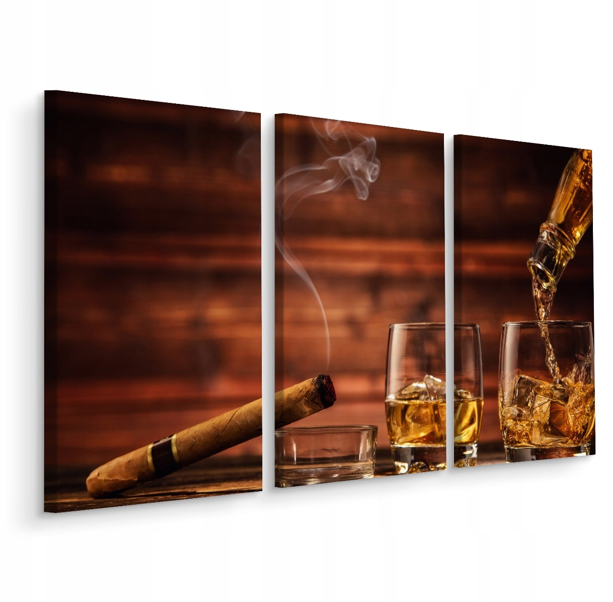 

Obraz 3-Częściowy Whiskey W Szkle Cygaro 150x100