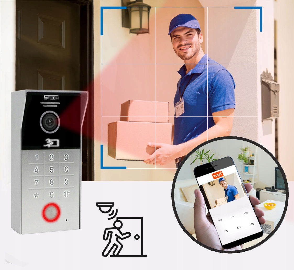 WIDEODOMOFON 5TECH NATYNKOWA STACJA 84225 2x MONITOR FULLHD FURTKA i BRAMA Marka 5TECH