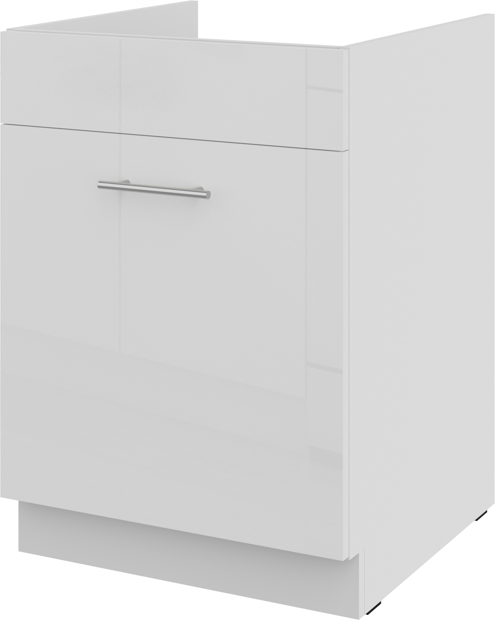 Stojící Kuchyňská Skříňka Se Zásuvkou Pod Dřez, Spodní Bílá, Lesk 60 CM