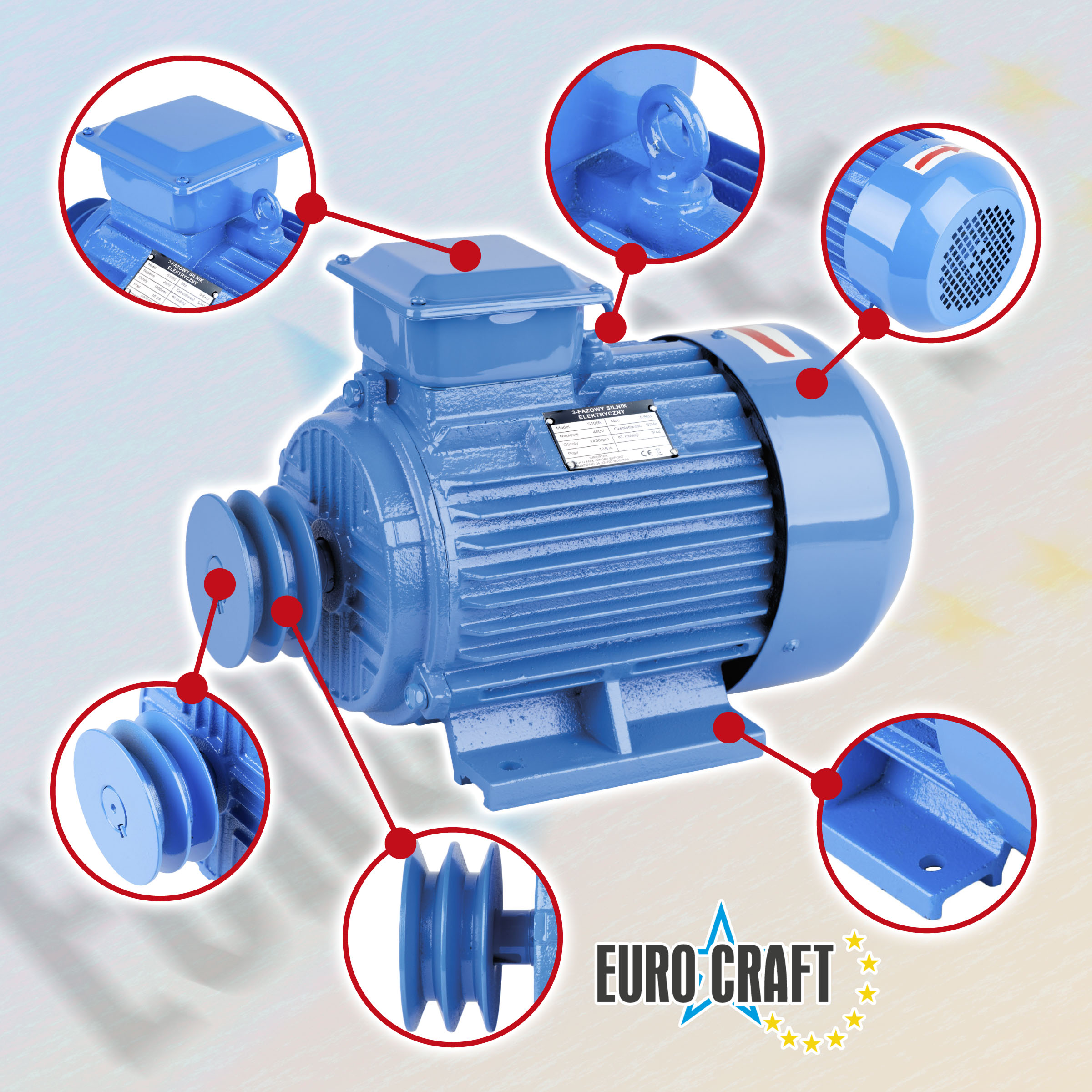 SILNIK ELEKTRYCZNY 3 FAZOWY 5,5KW 1450RPM Model S1005