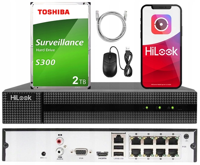 Ip PoE rekordér HiLook od společnosti Hikvision pro 8MPx NVR-8CH-5MP/8P 2TB disk