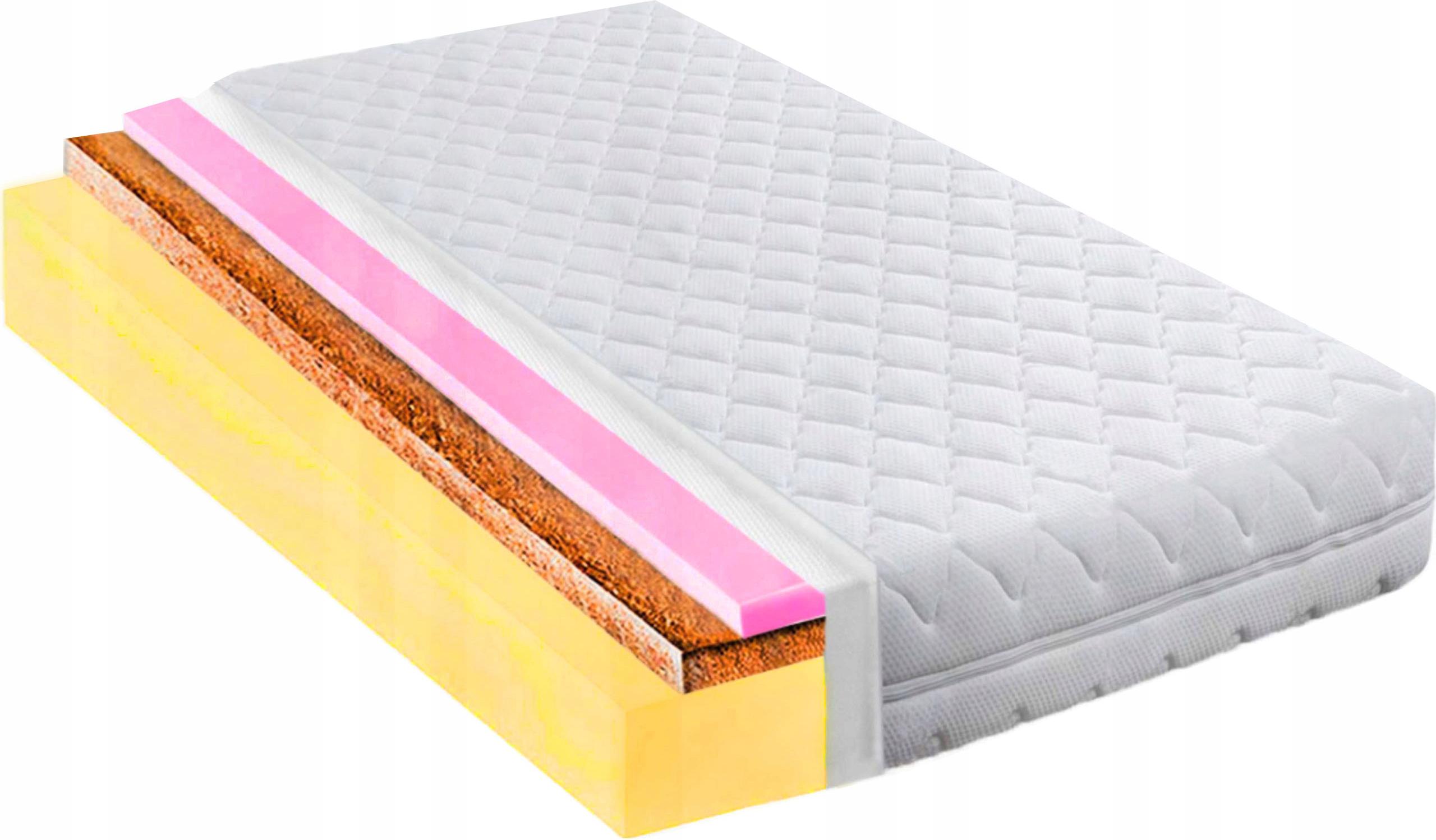 Matrace 140x200 elastická hr s kokosem 25cm H2 H4 pěna středně tvrdá