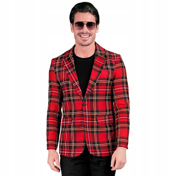 Pánská Sako Párty Červená Mřížka Kostým Pánský Karneval L