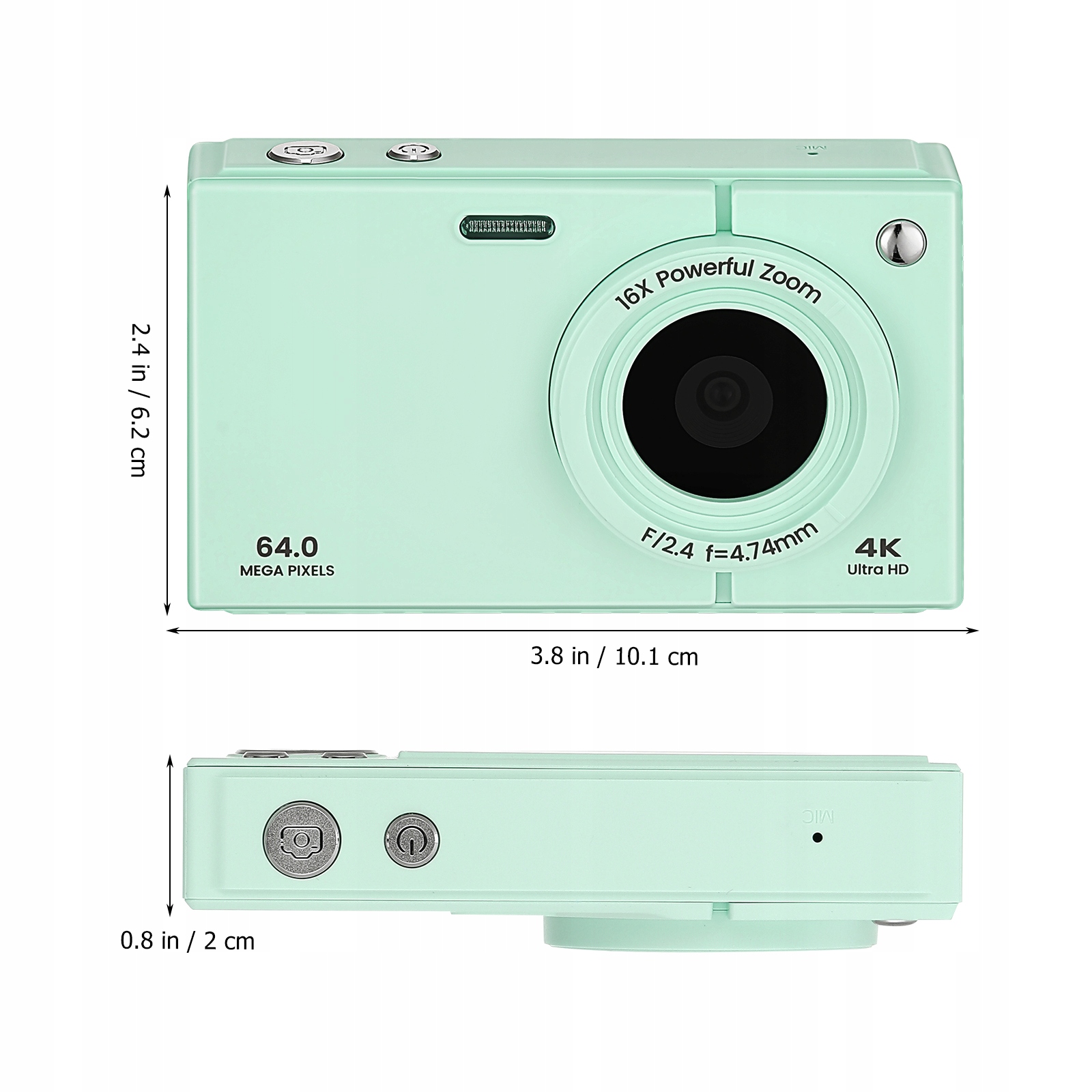 64MP 4K digitální fotoaparát s automatickým ostřením, 18x zoomem, Ips displejem s rozlišením 2,8" 64GB karta