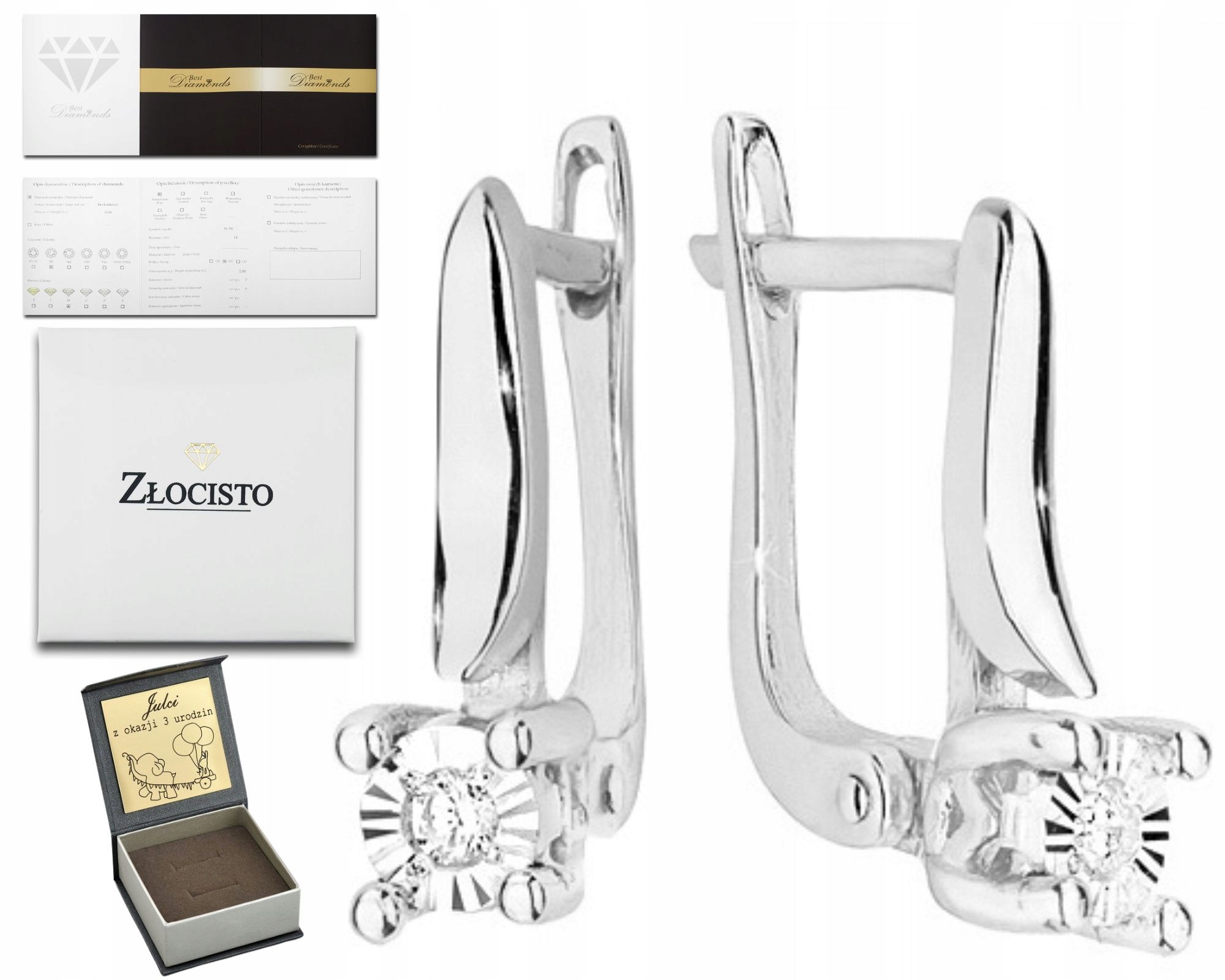 Náušnice Z Bílého Zlata Anglické Brilianty 585