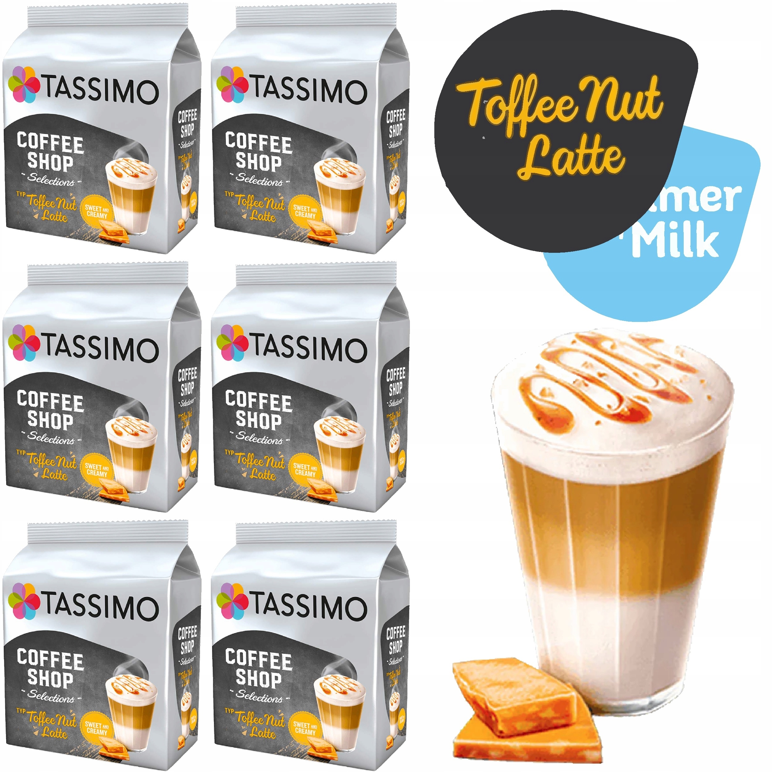 Levně Kapsle Tassimo Toffee Nut Latte, 48 káv (6 balení po 8)