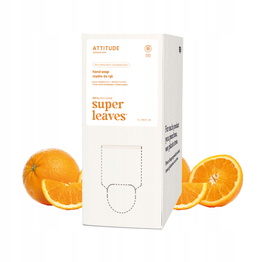 Levně Tekuté mýdlo na ruce Attitude Pomeranč 2 l Hypoalergenní přírodní náplň
