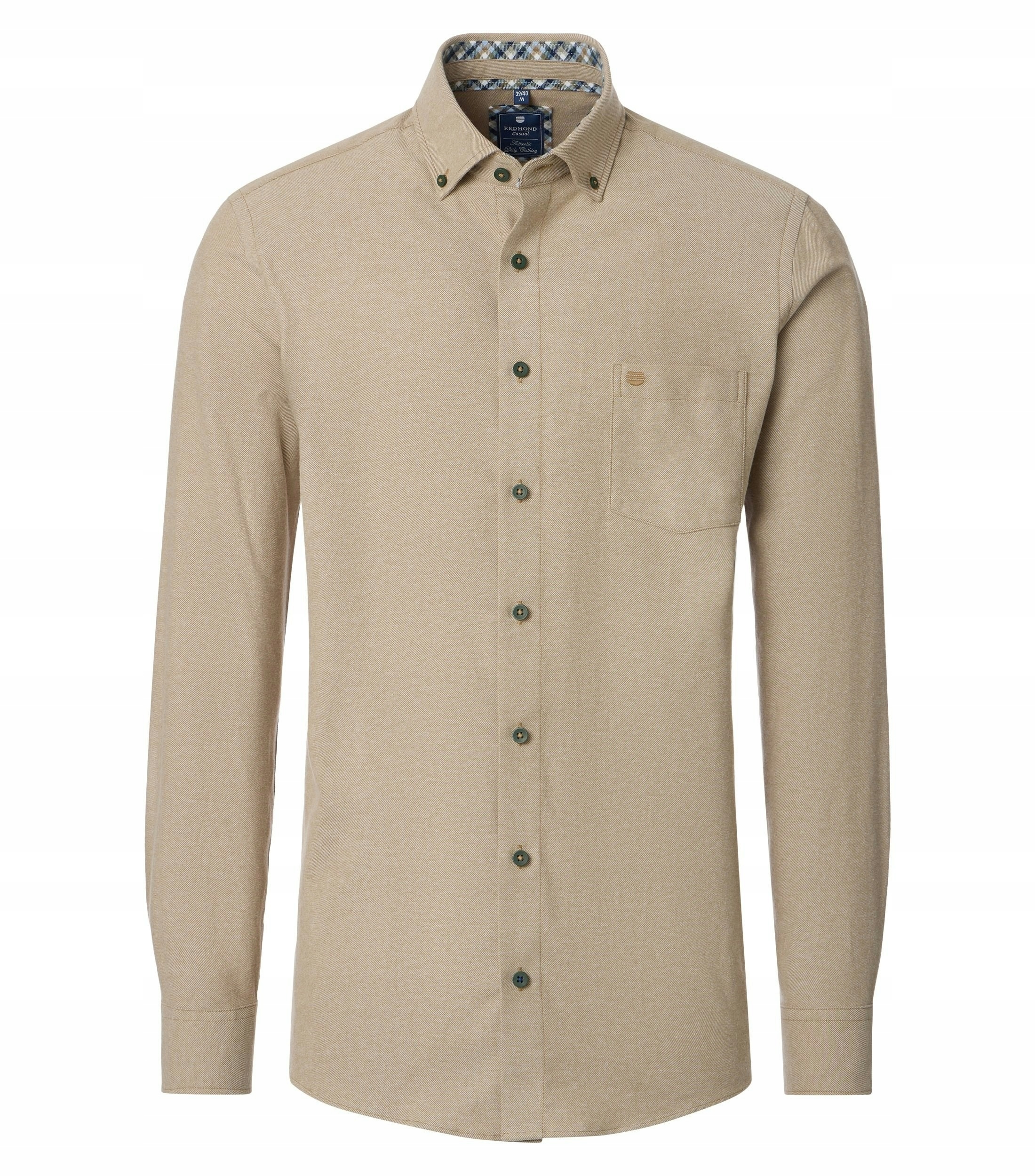 Redmond Velké Rozměry Flanelová Košile Casual Béžová Dlouhý Rukáv 4XL 164 cm