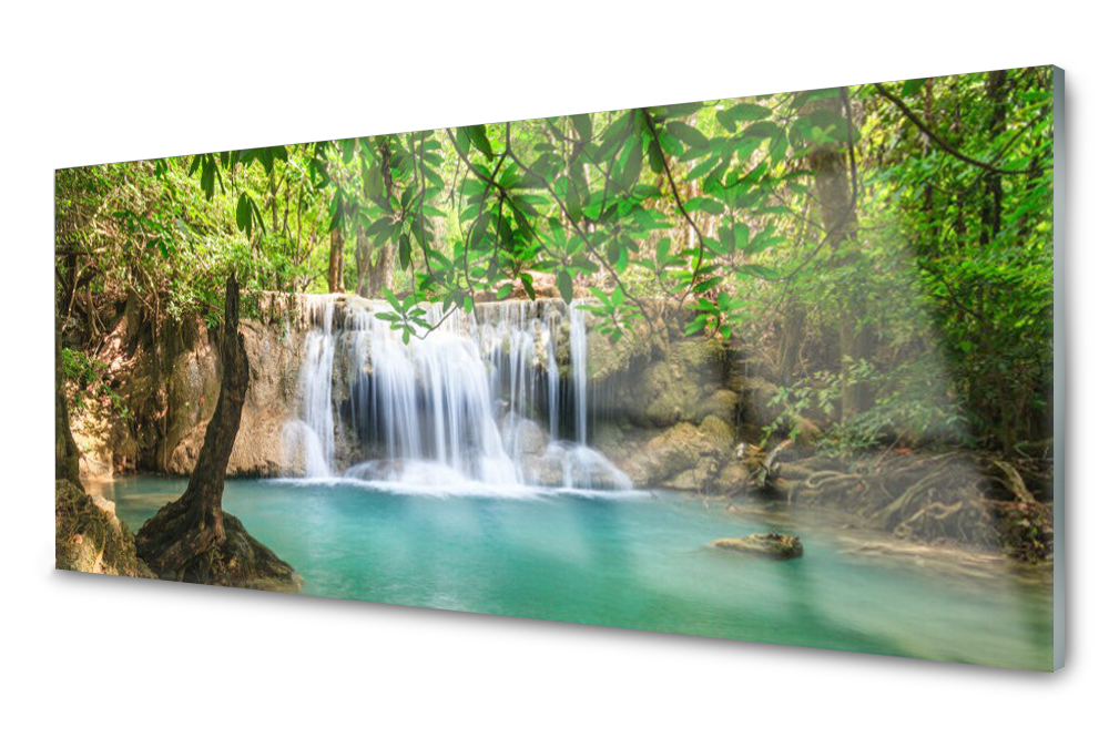 

Panel szklany do kuchni Wodospad Jezioro 125x50