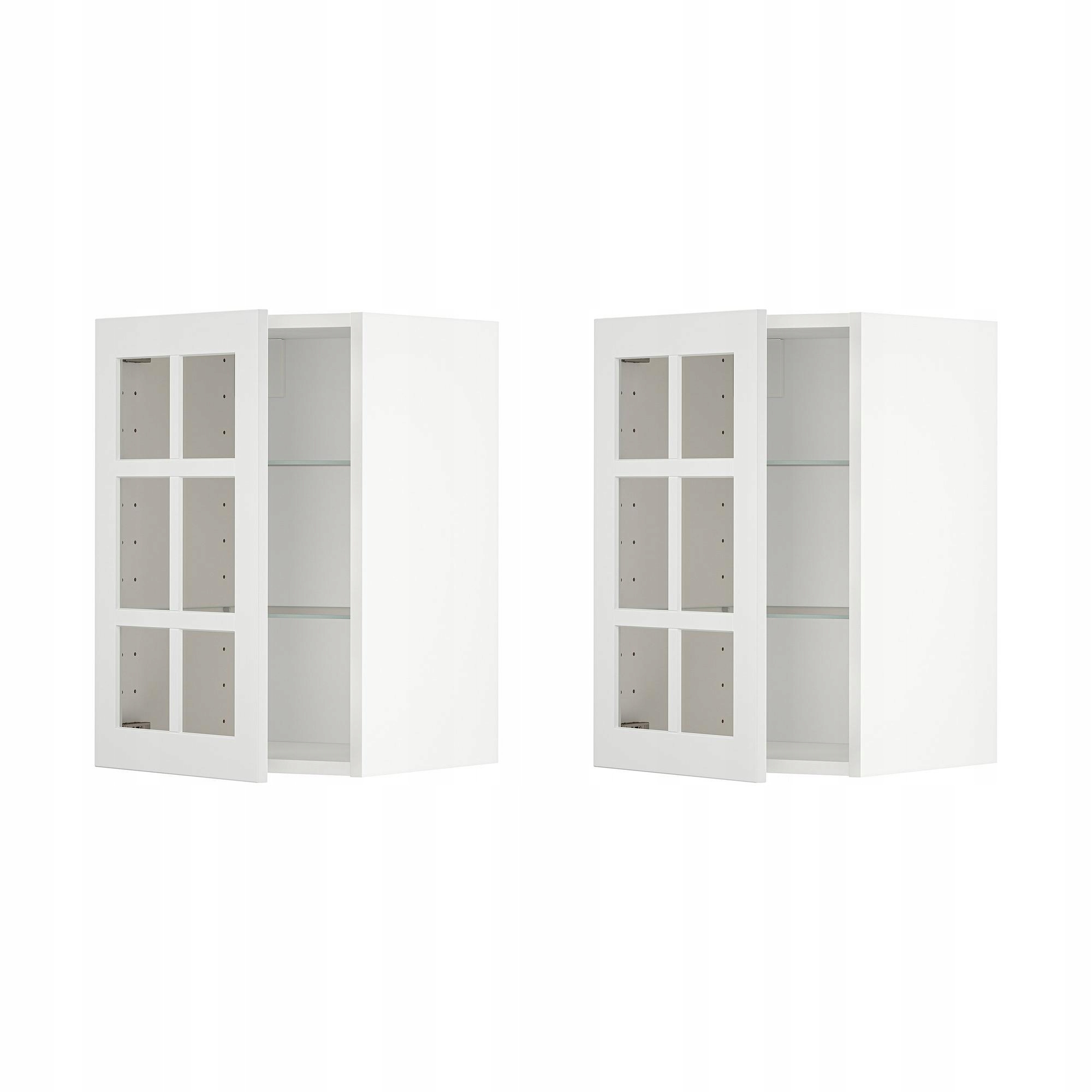 2 szt. Szafka wisząca biała z przeszklonymi drzwiami 40x60 cm