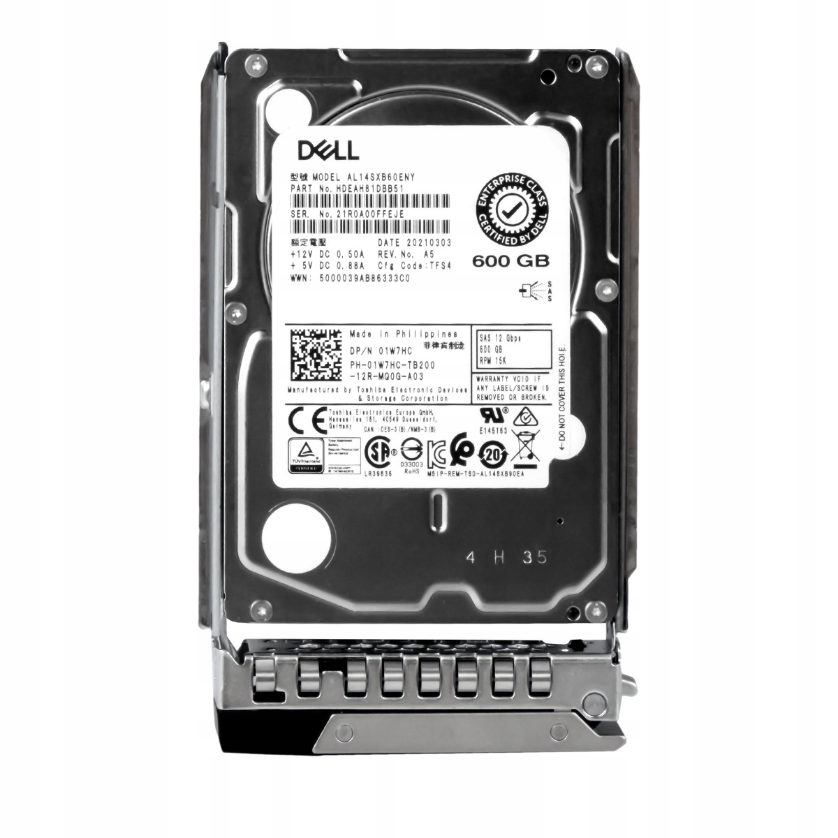 Dell 01W7HC 600GB 15K 128MB SAS-3 2.5'' AL14SXB60ENY