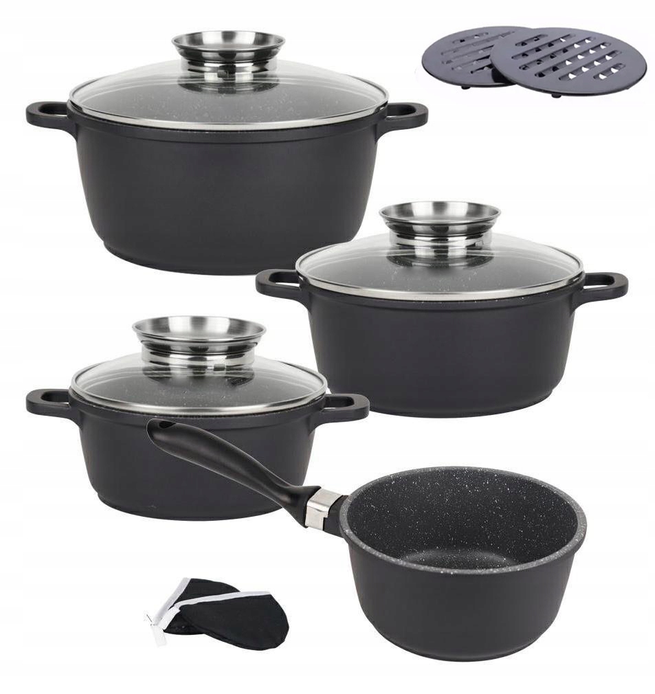 Zestaw garnkow granit komplet garnkow marmurkowych garnki marmurek indukcja