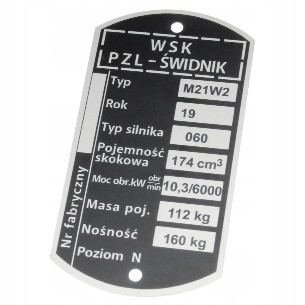 

Tabliczka Znamionowa Oryginał Wsk 175 M21W2