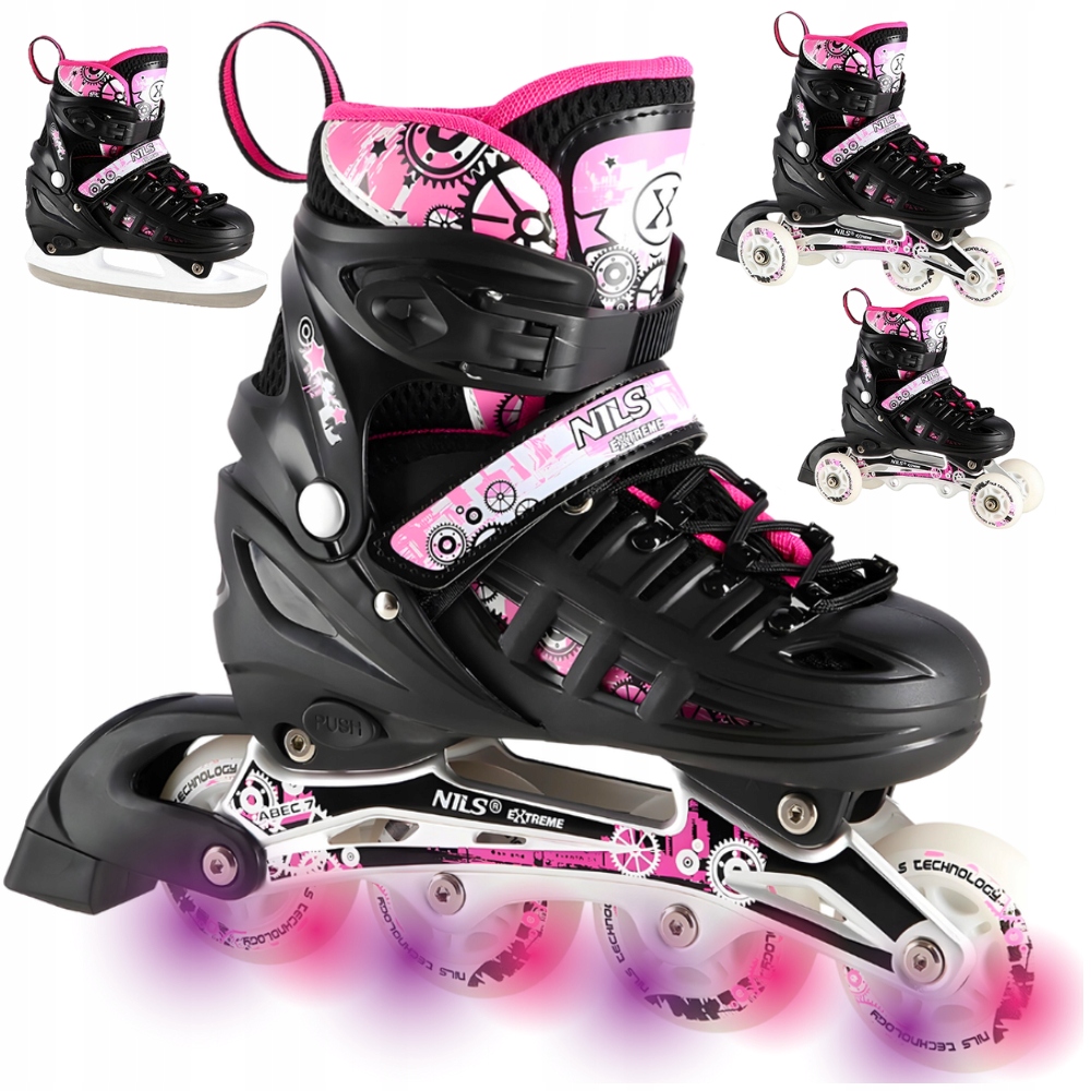 Brusle 2v1 Kolečkové Brusle s regulací Rekreační Brusle Na Led pro děti 4v1 Nils