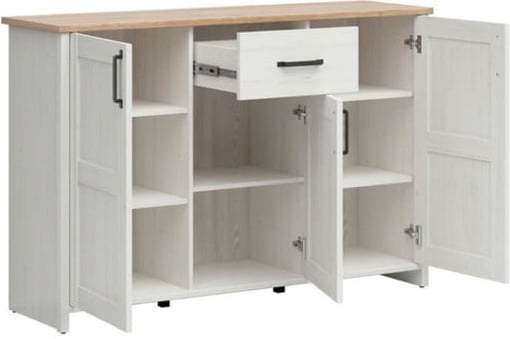 Komoda Biała z Szufladą Loksa Black Red White Szerokość mebla 194 cm