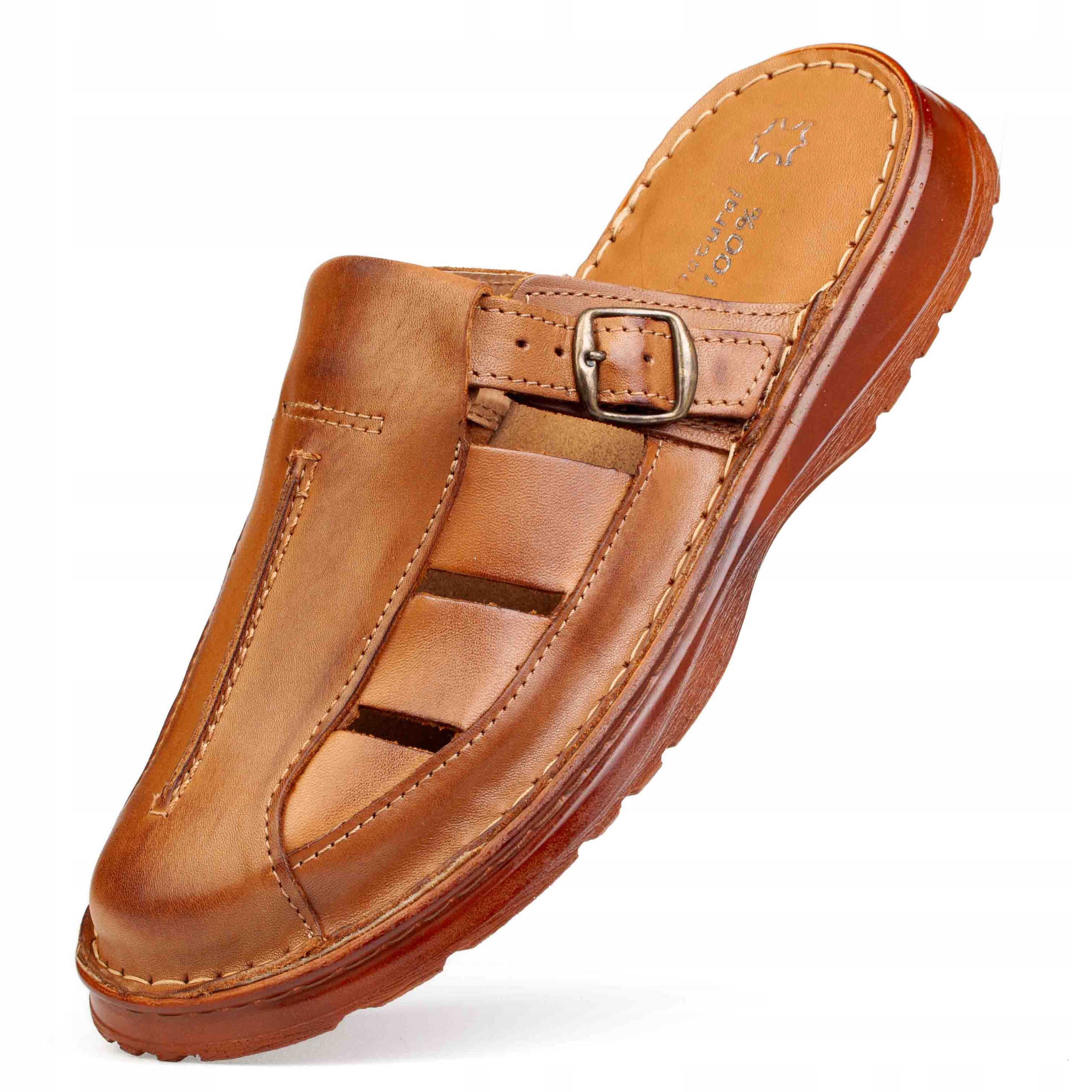 Pánské pantofle kožené letní pantofle s krytými prsty 2204 44