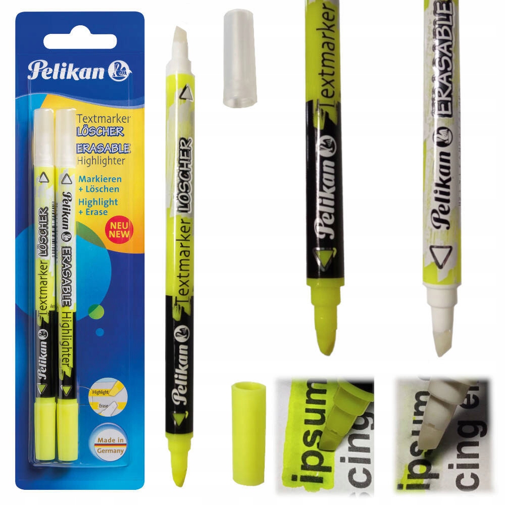 Zakreślacz zmazywalny korektor 2w1 2szt PELIKAN