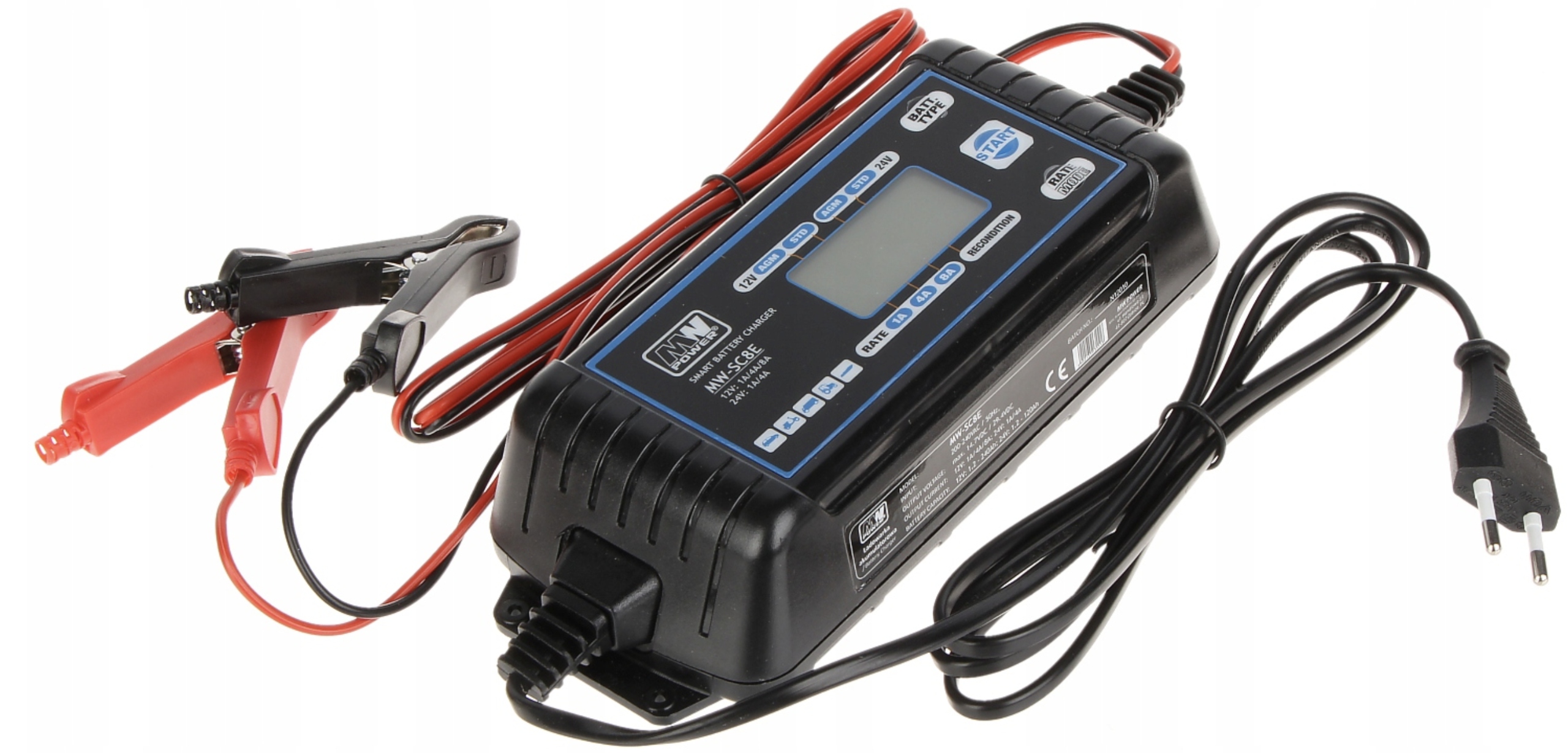 ŁADOWARKA DO AKUMULATORÓW 12V 24V 8A MW SC8E