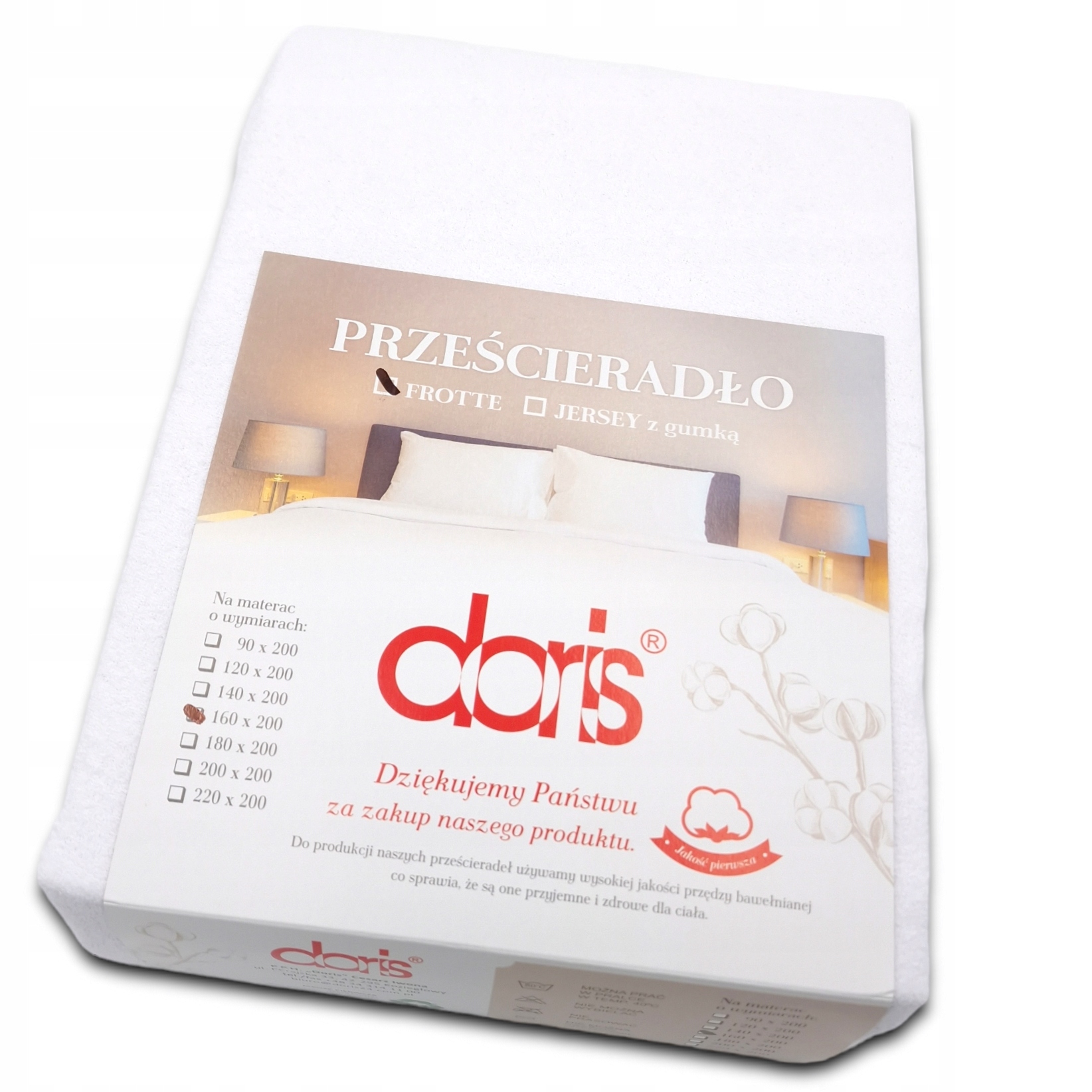 PRZEŚCIERADŁO FROTTE GRUBE POLSKIE Z GUMKĄ 160x200