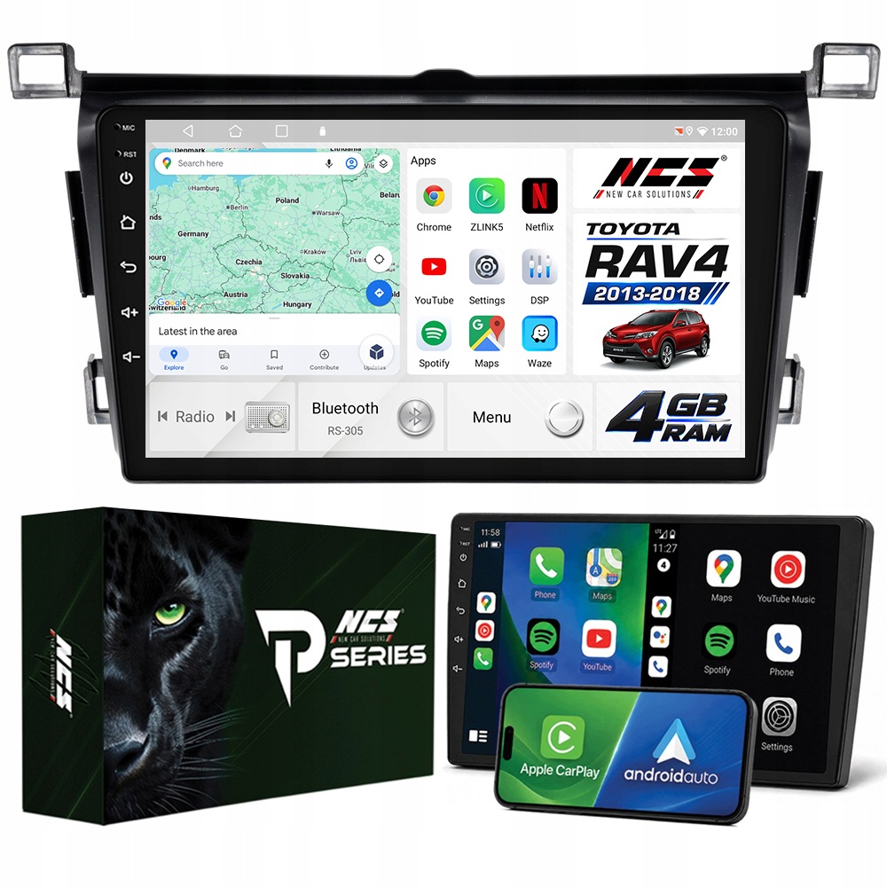 Radio Navigácia Android RS-305 Toyota RAV4 2013-2018 4GB 9"