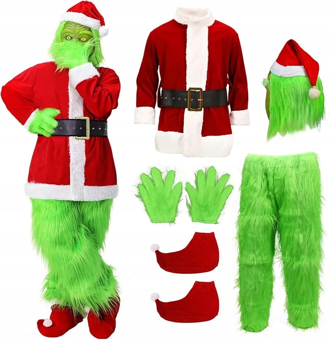 Kostým Xmas Vánoce Sada 7 dílů Cosplay Grincz Grinch Vel L