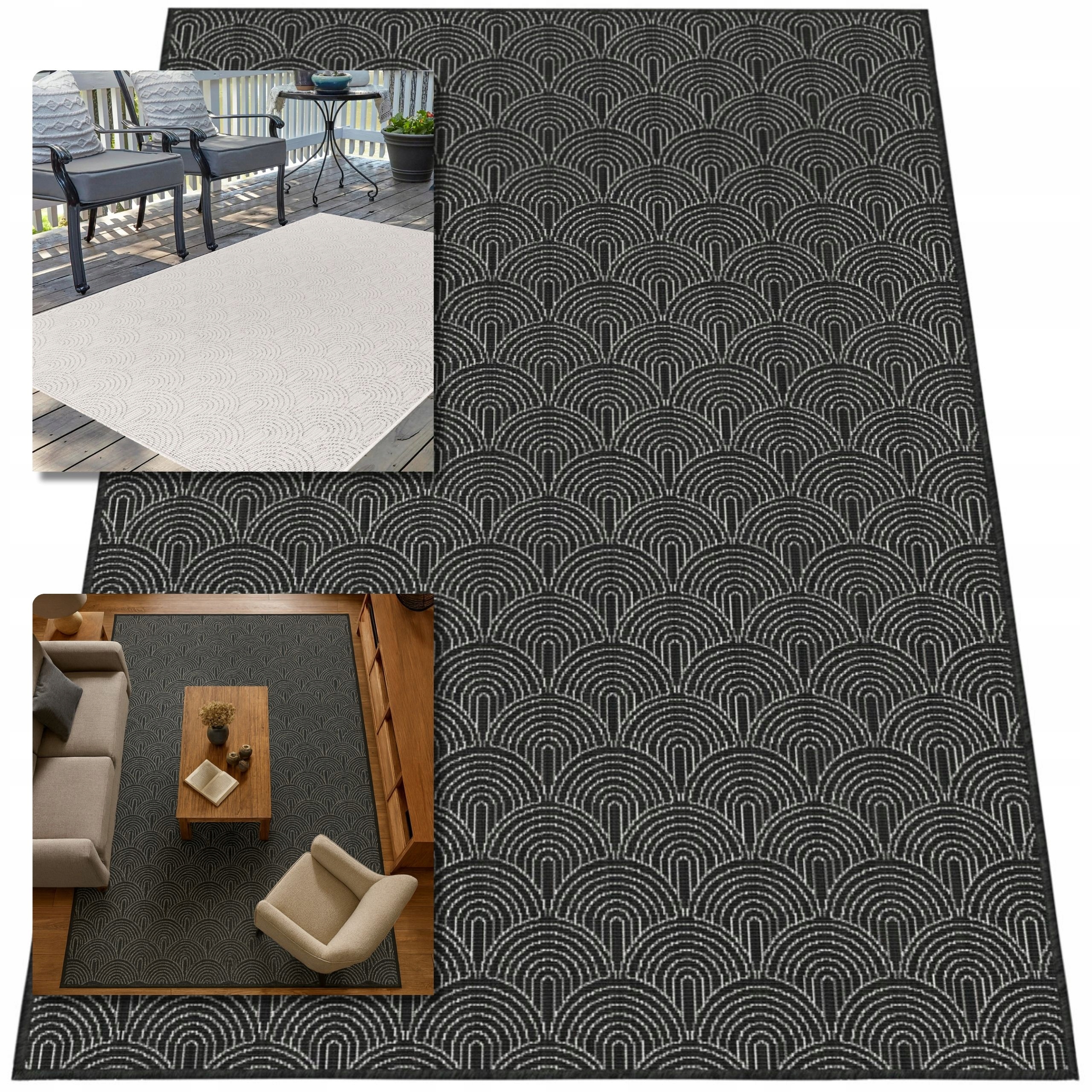 Koberec 160x230 Lana Bílý Černý Proplétané Koberce Tkaný Koberec