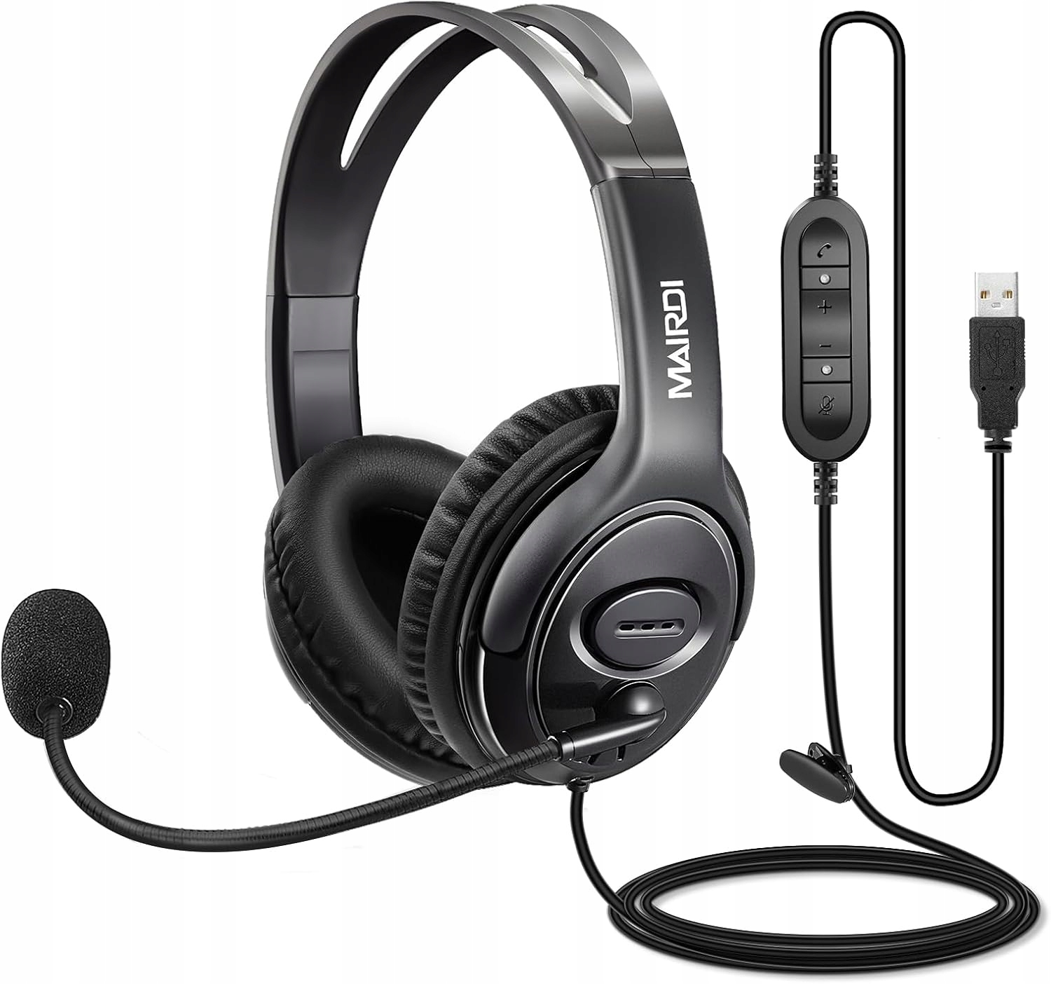 Zestaw Słuchawkowy Usb Mairdi z Mikrofonem I Redukcją Szumów do Pc