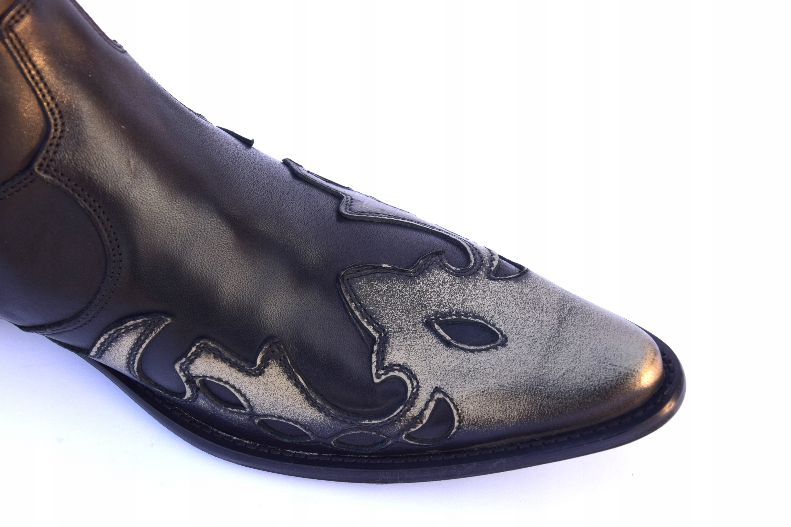 CZARNE MĘSKIE KOWBOJKI SKÓRZANE Z ZASUWAKIEM WEST Kod producenta West