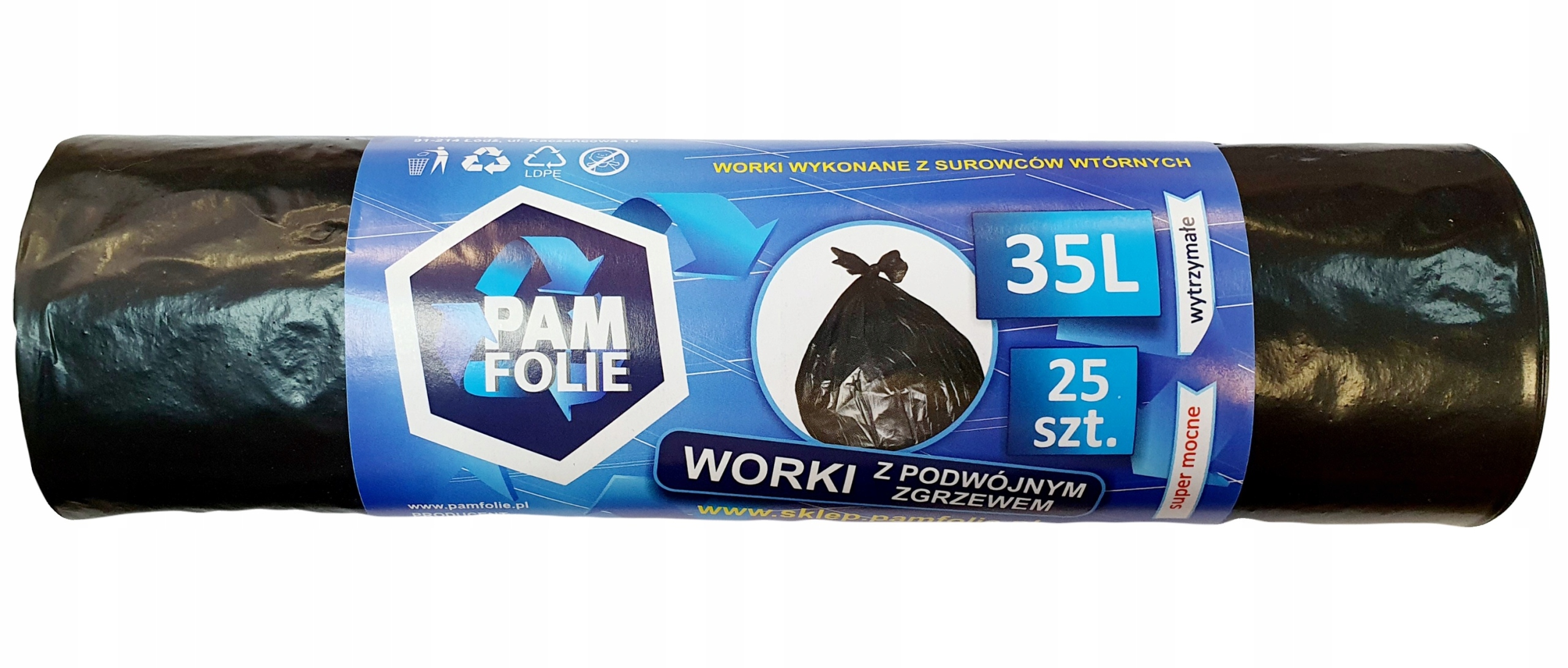 

Czarne Mocne worki na śmieci 35L x 25 szt.