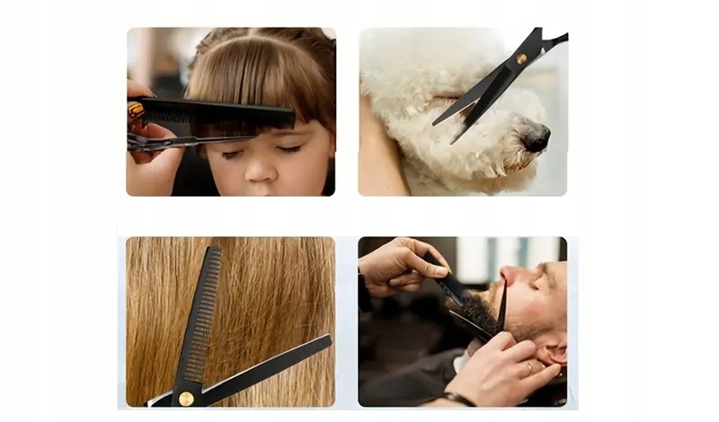 PROFESJONALNE NOŻYCZKI FRYZJERSKIE DO WŁOSÓW ZESTAW BARBERSKI 9w1 STAL Model Z9