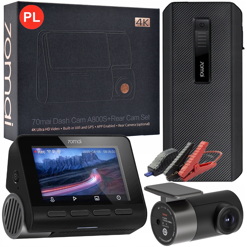 Kamera 70mai A800S 4K + wsteczna +JUMP STARTER MAX