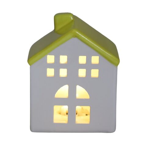 DOMEK DOM CERAMICZNY LED ŚWIECZNIK LAMPION FIGURKA CERAMICZNA NA PREZENT