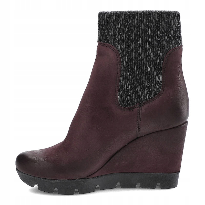 Bordowe Botki Simen Damskie Buty Na Koturnie Rozmiar 40