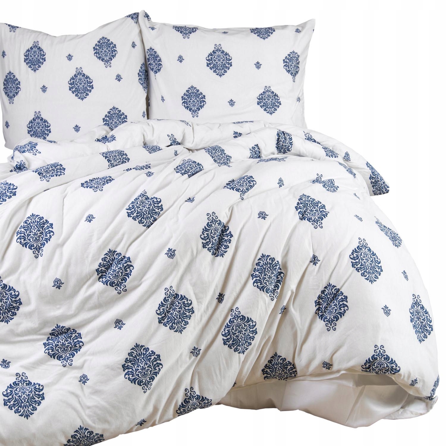 Povlečení jersey 160x200 Jerseylove bílá, tmavě modré geometrické ornamenty