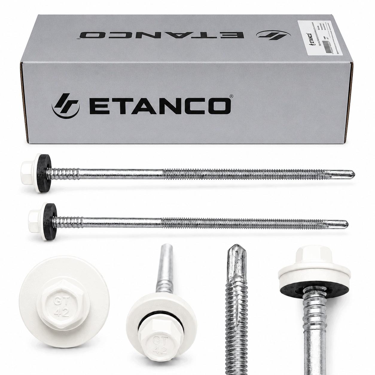 Skrutky Etanco pre sendvičové panely 240 mm pre oceľ do 12 mm Ral 9010 100 ks