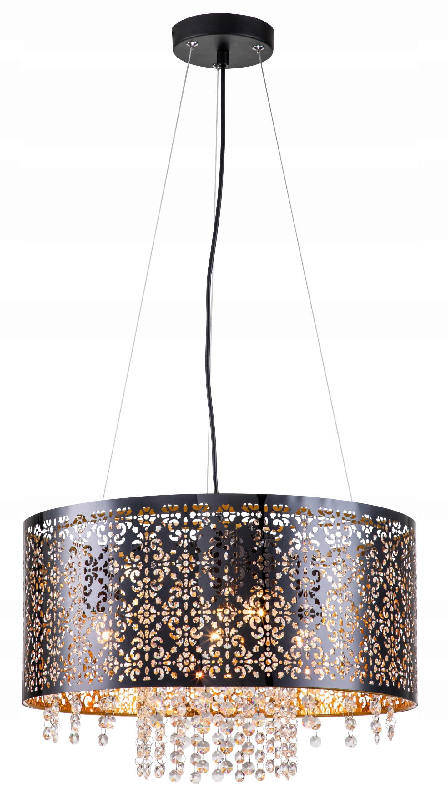 Černá krásná lampa s průsvity do obývacího pokoje Hissa rozptylující světlo